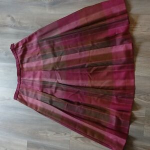Pendleton Vintage Purple Brown Wool Plaid Dark Academia Pleated Midi Skirt Sz 12